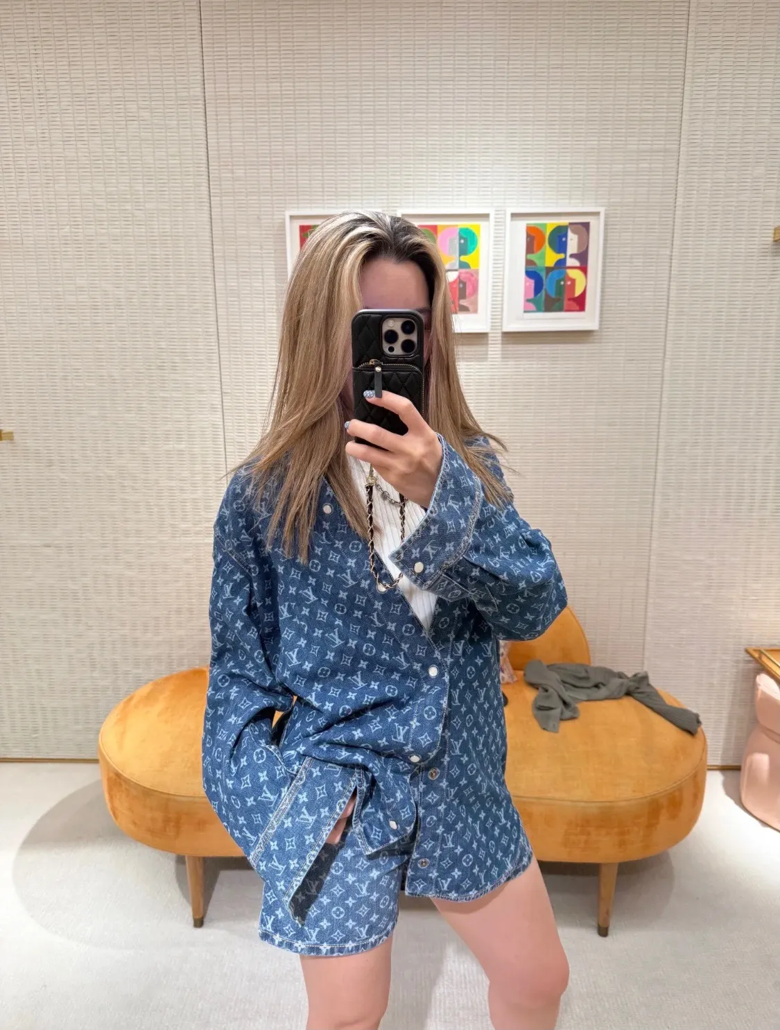 Louis Vuitton/Louis Vuitton 25Fw all-over printed old flower denim shirt jacket